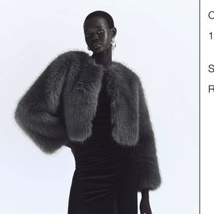 ZARA gray cropped fur jacket / coat Size S - Fall/Winter 2023